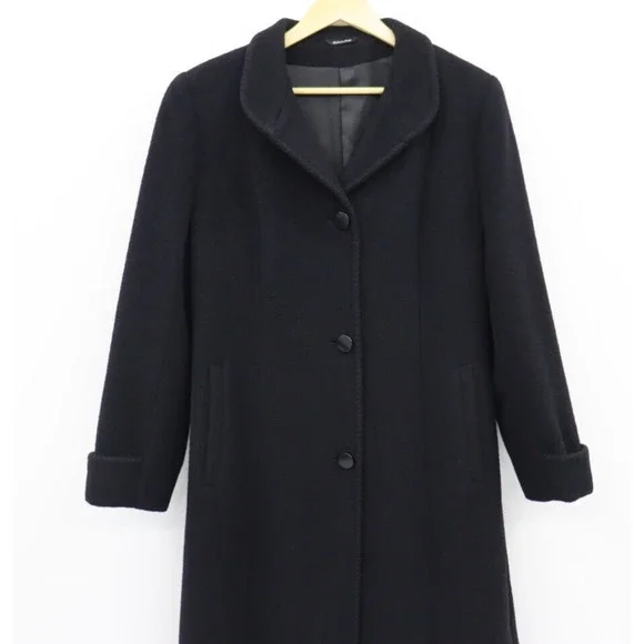 Cinzia Rocca Designer Womens Wool Blend Black Coat US Size 12 Made in Italy